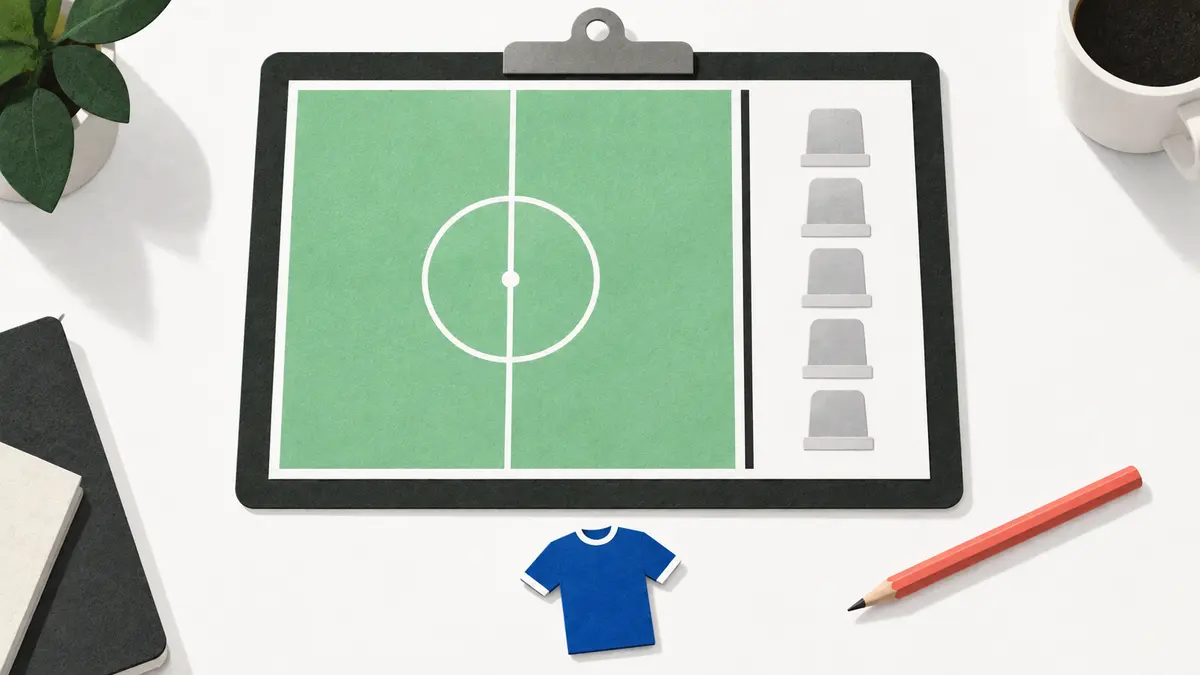 A blue shirt remains outside a blank selection board with pitch and bench areas. Neither a starting place nor a bench place has been assigned.